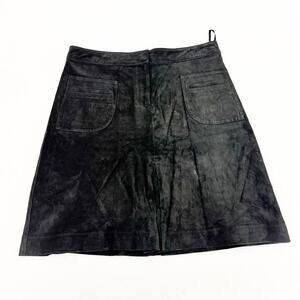 Lilly Pulitzer Black Suede Leather Skirt Front Pockets Size 10